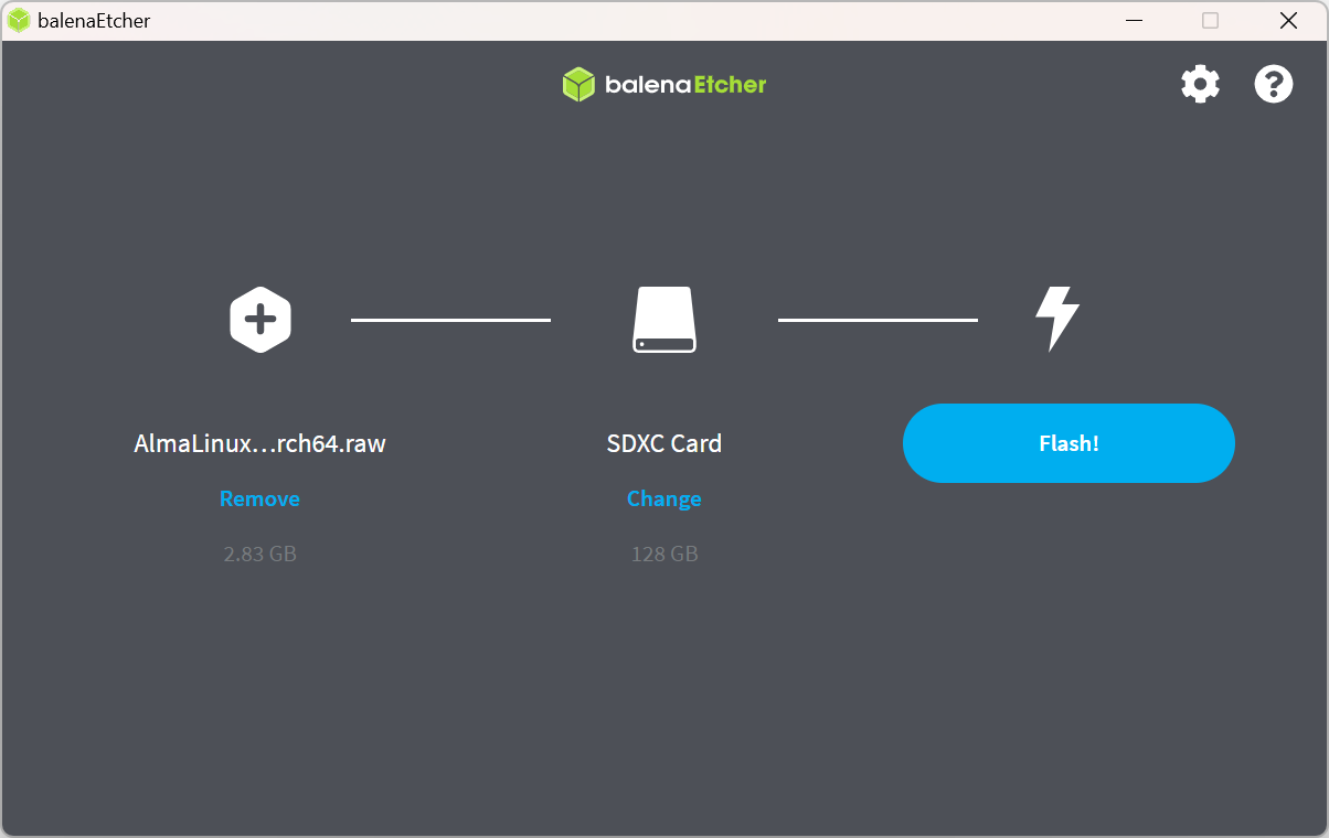 alt Flashing the SD card with Balena Etcher